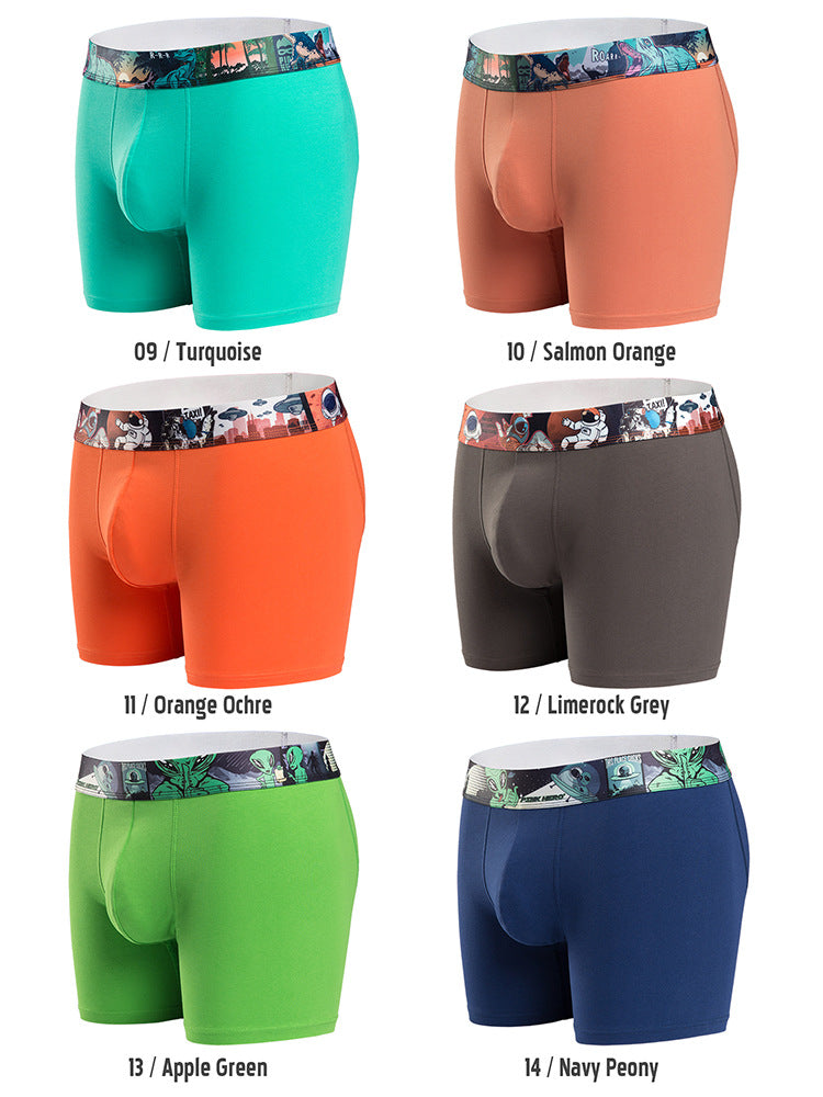 Multicolor Cotton Pull Frame Cartoon Printing Men's Boxer Briefs