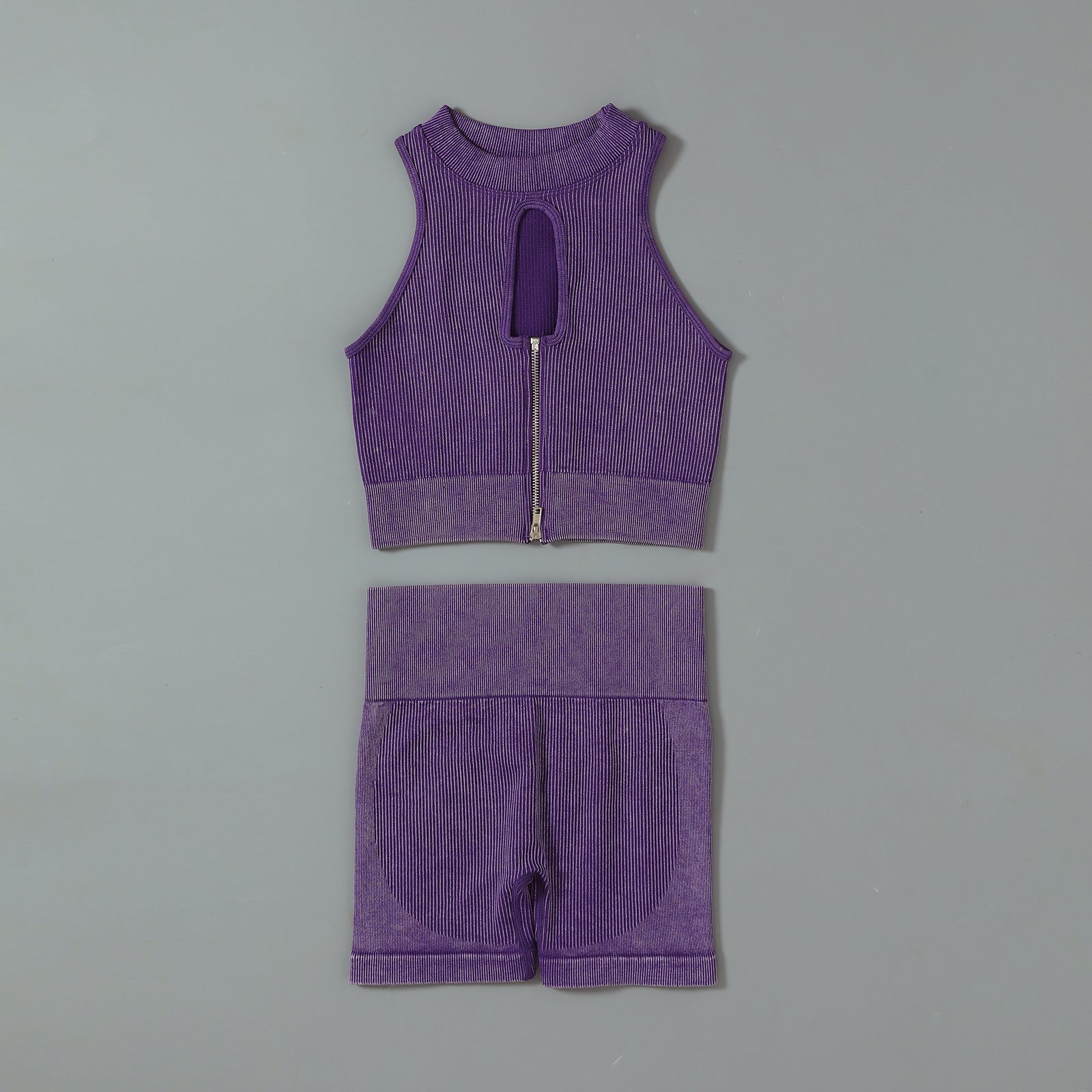 Women's Seamless Knitted Sports Fitness Vest Shorts Suit